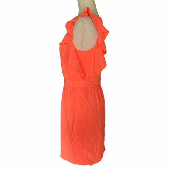 Shoshanna Katrina Blouson Flutter Ruffle Dress - Coral Orange - 4 - Picture 7 of 15